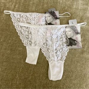 Parisa Set of Two White Thong | NWT